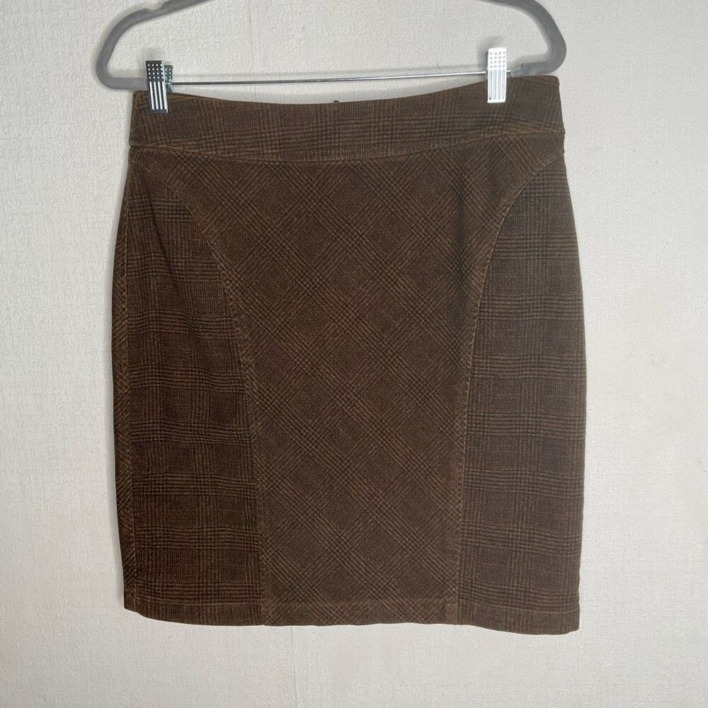 Peruvian Connection Skirt Women’s Size 10 Brown Cotton Plaid Midi Skirt Neutral